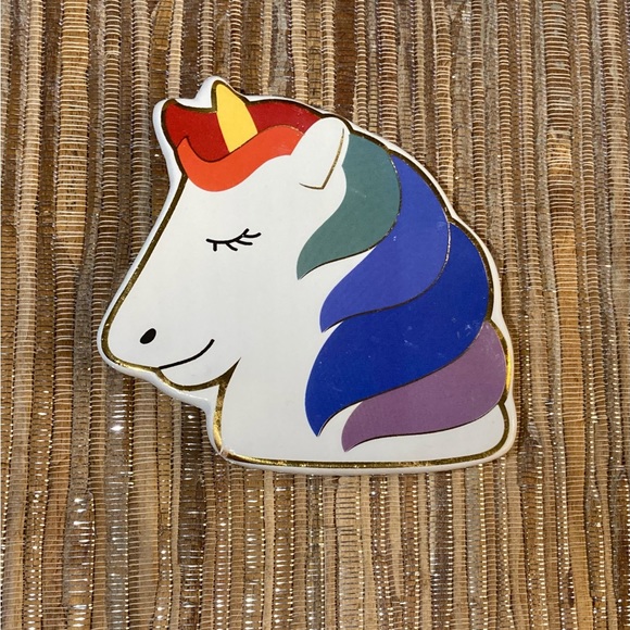 New 🦄 Adorable Glazed Dolomite Unicorn Shape Jewelry Ring Trinket Tray Set of 2 - Picture 3 of 6